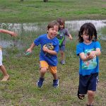 Kids Running with Frog